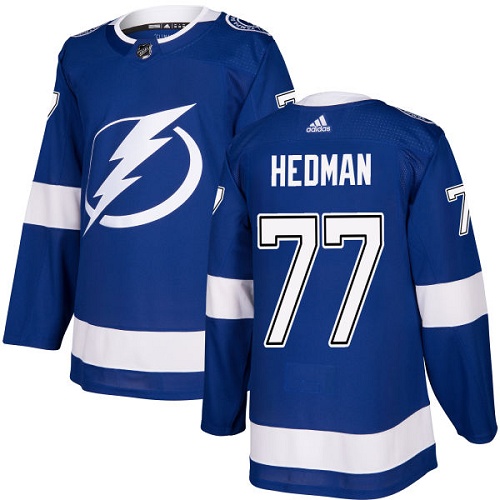 Men's Adidas Tampa Bay Lightning #77 Victor Hedman Blue Stitched NHL Jersey
